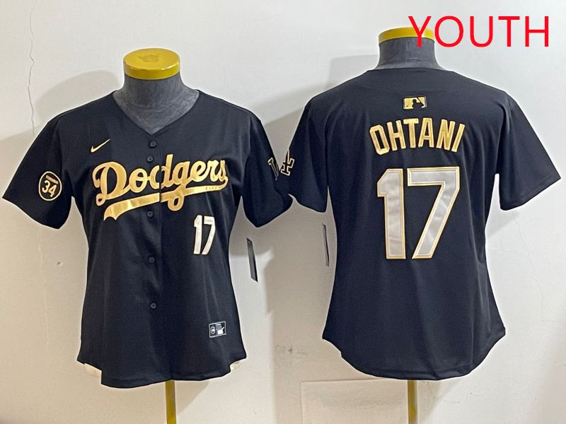Youth Los Angeles Dodgers 17 Ohtani Black Gold Nike 2025 MLB Jersey style 4281